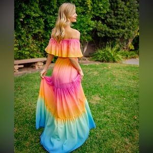 Ombré Off The Shoulder Maxi Dress